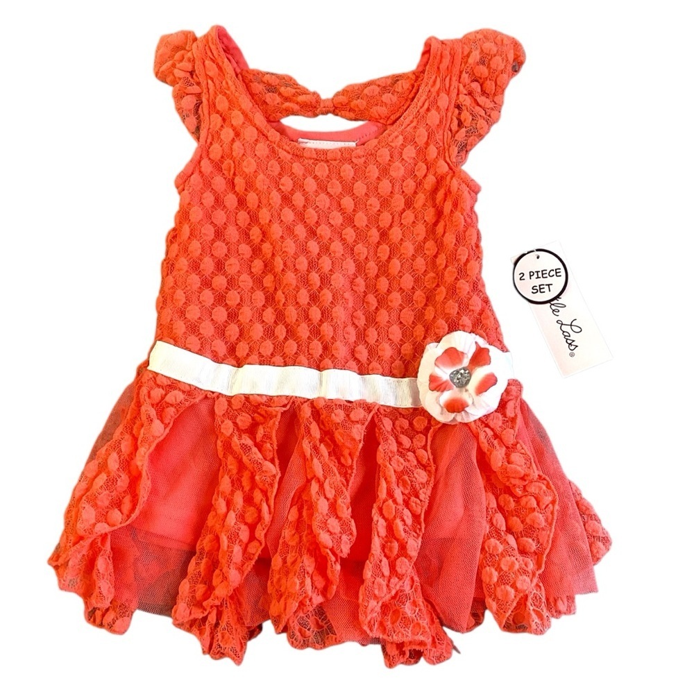 NWT Little Lass Bubble Net Sleeveless Fairy Top, 18 Months Coral Color